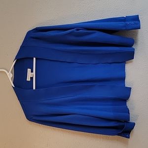 Blue Knit Open Front Cardigan